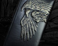 Handmade Leather Mens Tooled Indian Cool Zipper Phone Travel Long Wallet Card Holder Card Slim Clutch Wallets for Men