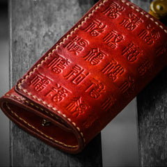 Handmade Leather Tooled Mens Cool Car Key Wallet Coin Wallet Pouch Car KeyChain for Men
