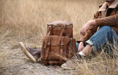Handmade Leather Mens Cool Backpack Sling Bag Large Travel Bag Hiking Bag for men