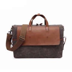 Mens Canvas Leather Briefcase Handbag Laptop Bag Business Bag for Men - iwalletsmen