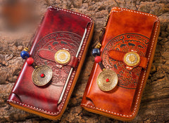 Handmade Leather Mens Chain Biker Wallet Cool Leather Wallet Long Phone Wallets for Men - iwalletsmen