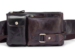 GENUINE LEATHER MENS SMALL WAIST BAG HIP PACK BELT BAGs FANNY PACK BUMBAG FOR MEN - iwalletsmen