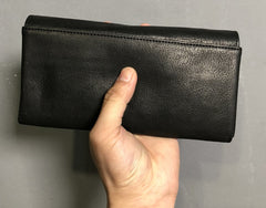 Handmade Genuine Leather Mens Cool Long Leather Wallet Phone Wallet Clutch Wallet for Men