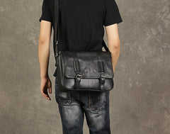 Genuine Leather Mens Cool Messenger Bag Shoulder Bag Chest Bag Bike Bag Cycling Bag for men