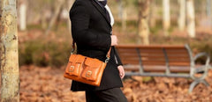 Handmade Leather Mens Cool Shoulder Bag Messenger Bag Chest Bag Bike Bag Cycling Bag for men