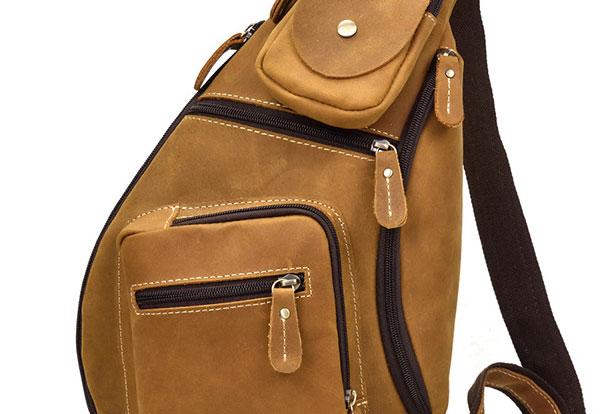 Cool Leather Chest Bag Sling CrossBody Bag Sling Travel Bag Sling Hiking Bag For Men - iwalletsmen