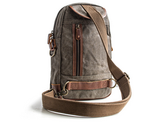 Canvas Leather Mens Cool Chest Bag Sling Bag Crossbody Bag Travel Bag Hiking Bag for men - iwalletsmen