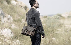 Genuine Leather Mens Cool Messenger Bag Briefcase Work Bag Business Bag for men