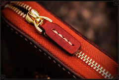 Handmade Leather Small Tooled Mens billfold Wallet Cool Chain Wallet Biker Wallet for Men