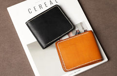 Handmade Leather Mens Cool Slim Leather Wallet Card Wallet Holders Men Small Wallets Bifold for Men