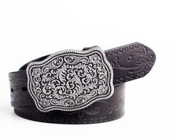 Handmade Genuine Leather Punk Rock Floral Mens Cool Men Biker Trucker Leather Belt