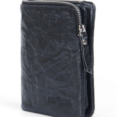 Handmade Leather Mens Cool Long Leather Wallet Trifold Clutch Wallet for Men