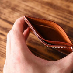 Handmade Mens Cool billfold Leather Wallet Men Small Card Slim Wallets for Men