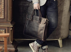 Genuine Leather Mens Cool Messenger Bag Briefcase Work Bag Business Bag for men