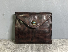 Handmade Leather Mens Cool billfold Leather Wallet Men Small Wallets Trifold for Men