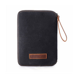 Cool Waxed Canvas Leather Mens Wristlet Bag Work Clutch Zipper Bag for Men - iwalletsmen