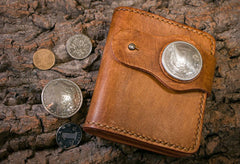 Handmade Leather billfold Mens Chain Biker Wallet Cool Leather Wallet With Chain Wallets for Men - iwalletsmen