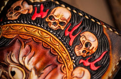Handmade Leather Mahākāla Mens Chain Biker Wallet Cool Leather Wallet With Chain Wallets for Men
