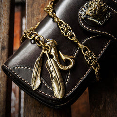 Handmade Leather billfold Mens Chain Biker Wallet Cool Leather Wallet With Chain Wallets for Men
