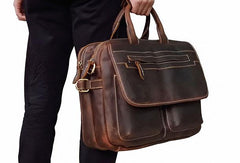 Vintage Cool Leather Briefcase Handbag Business Briefecases Shoulder Bag for men - iwalletsmen