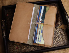 Handmade Leather Floral Mens Cool Travel Long Wallet Card Holder Card Slim Clutch Wallets for Men