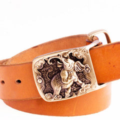 Handmade Genuine Leather Punk Rock Elephant Mens Cool Men Biker Trucker Leather Belt