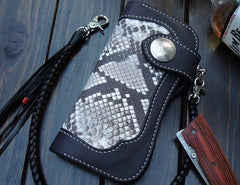 Handmade Leather Biker Wallet Mens Cool Chain Wallet Trucker Wallet with Chain