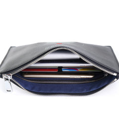 Handmade Leather Mens Clutch Cool Slim Wallet Zipper Clutch Wristlet Wallet for Men - iwalletsmen