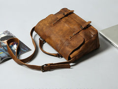 Handmade Leather Mens Cool Shoulder Bag Messenger Bag Chest Bag Bike Bag Cycling Bag for men
