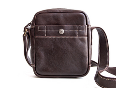 Genuine Leather Mens Cool Messenger Bag Sling Bag Chest Bag Bike Bag Cycling Bag for men