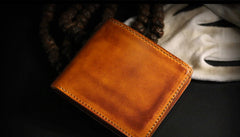 Handmade Leather Lion Mens billfold Wallet Cool Leather Wallet Slim Wallet for Men
