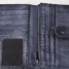 Handmade Leather Mens Cool Long Leather Wallet Bifold Clutch Wallet for Men - iwalletsmen
