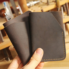 Handmade Dark Brown Leather Mens Card Holder Tan Card Holder Small Card Case For Men - iwalletsmen