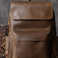 Genuine Leather Mens Cool Backpack Sling Bag Large Travel Bag Hiking Bag for men