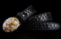 Handmade Genuine Leather Mens Belt Custom Cool Leather Men Black Belt for Men