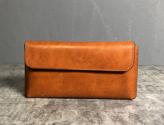 Handmade Leather Mens Cool Wallet Long Leather Wallet Clutch Wristlet Wallet for Men Women