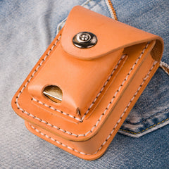 Handmade Leather Mens Leather Cigarette Case Cigarette Box Lighter Pocket Tobacco Pouch - iwalletsmen