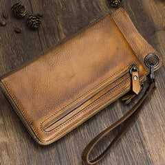 Handmade Mens Cool Long Leather Chain Wallet Cards Biker Trucker Wristlet Wallet - iwalletsmen