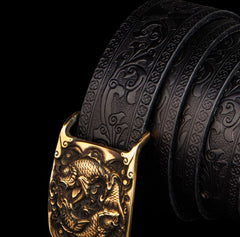 Handmade Genuine Leather Mens Belt Custom Cool Leather Men Black Belt for Men