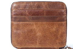 Cool Leather Small Slim Zipper Wallet billfold Wallet Card Wallets For Men - iwalletsmen