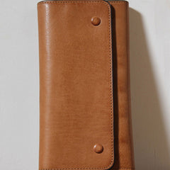 Handmade Genuine Leather Mens Cool Long Leather Wallet Phone Wallet Clutch Wallet for Men