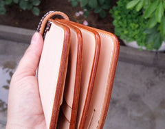 Handmade Leather Biker Wallet Mens Cool Chain Wallet Trucker Wallet with Chain