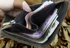 Handmade Leather Mens Cool Slim Leather Wallet Men billfold Wallets Bifold for Men