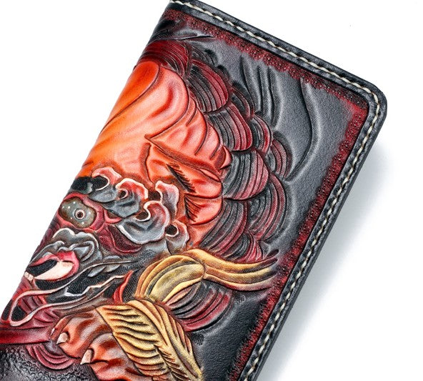 Handmade Leather Chinese Lion Mens Chain Biker Wallet Cool Leather Wal –  iwalletsmen