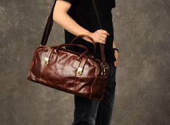Genuine Leather Mens Cool Weekender Bag Travel Bag Duffle Bags Overnight Bag Holdall Bag for men