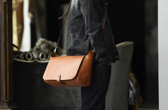 Handmade Leather Mens Cool Shoulder Bag Messenger Bag Chest Bag Bike Bag Cycling Bag for men