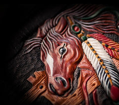 Handmade Leather Fine Horse Tooled Mens billfold Wallet Cool Leather Wallet Slim Wallet for Men