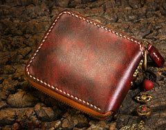 Handmade Leather Mens Chain Biker Wallet Cool Leather Wallet Small Wallets for Men