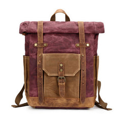 Waxed Canvas Leather Mens Travel Backpacks Canvas Backpack Canvas School Backpack for Men - iwalletsmen