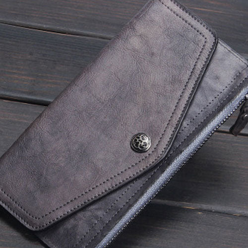 Handmade Mens Cool Long Leather Chain Wallet Cards Biker Trucker Wristlet Wallet - iwalletsmen